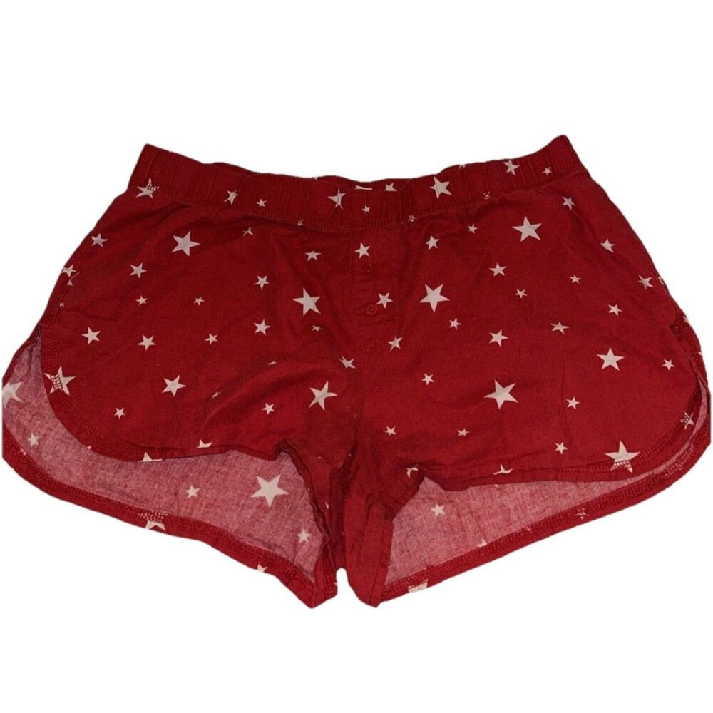 Xhiliration Sleepwear Red & White Stars Print Medium Sleepwear Shorts